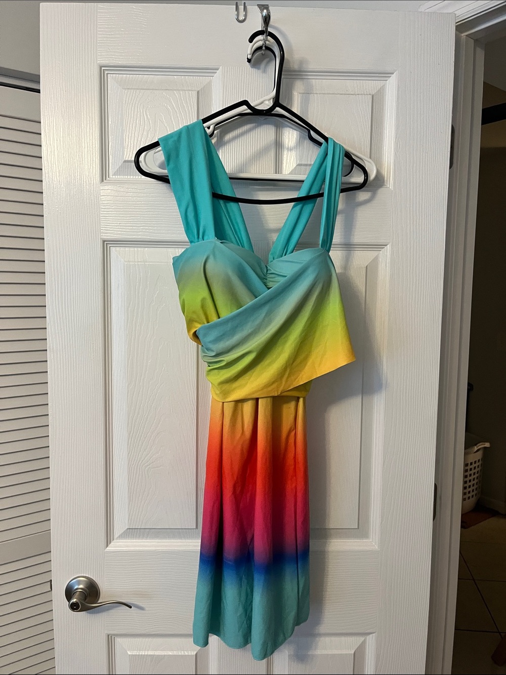 Rainbow Ombre One-Piece Swim top - Turquoise Accent XL